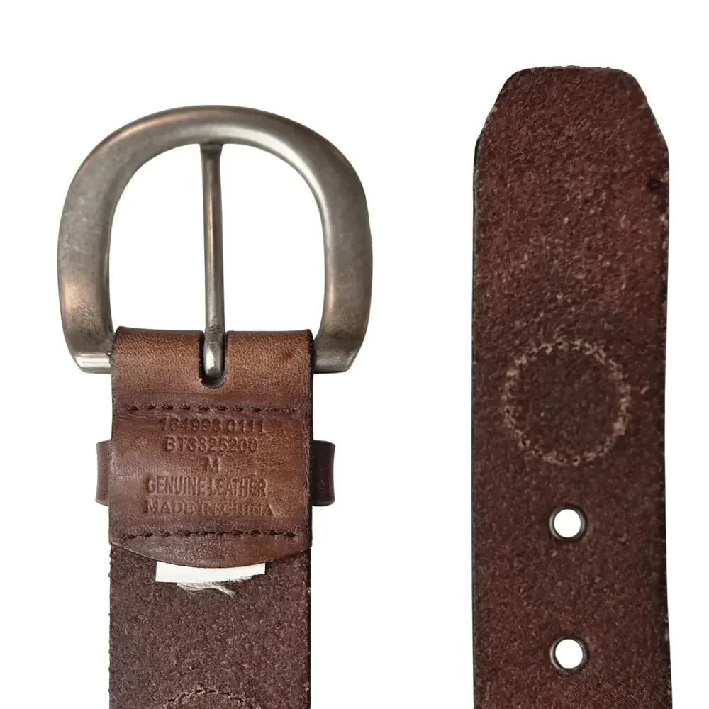 Boho Genuine Leather Embossed Medallion Belt | Brown Western Festival | Medium